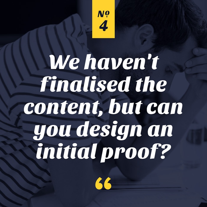 We haven't finalised the content, but can you design an initial proof?